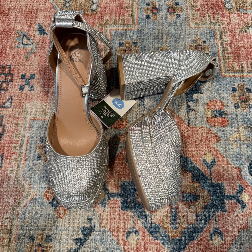 Wild Fable Glittering Silver Wedges